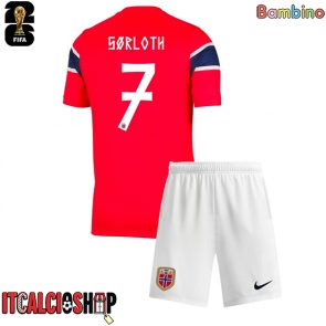 Norvegia Alexander Sorloth #7 Prima Maglia Bambino Mondiali 2026 Manica Corta (+ Pantaloni corti)